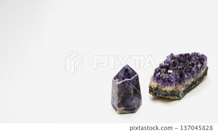 Amethyst crystal and point purification image white background Amethyst crystal and point purification image white background 137045828