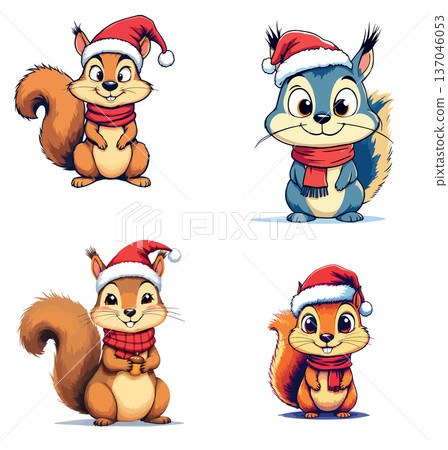 Vsai cute christmas squirrels wearing santa hats collection Vsai cute christmas squirrels wearing santa hats collection 137046053