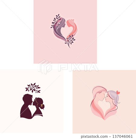 Vsai romantic couple kiss graphic set depicting love Vsai romantic couple kiss graphic set depicting love 137046061