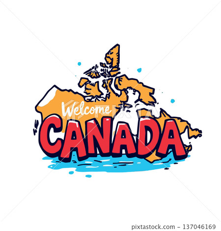 Vsai canada map outline with welcome text and country name 137046169