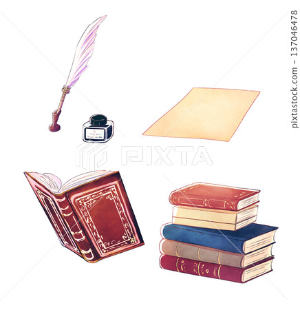 Western-style writing implements and book set Western-style writing implements and book set 137046478