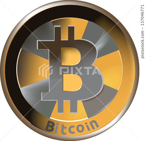 Bitcoin cryptocurrency coin rotating showing the symbol and lettering 137046771