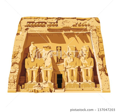 Abu Simbel Temple in Egypt isolated on white background vector illustration. Monuments and landmarks Series Abu Simbel Temple in Egypt isolated on white background vector illustration. Monuments and landmarks Series 137047203