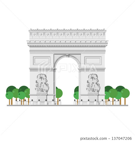 Arc de Triomphe in Paris, France, isolated on white background vector illustration. Monuments and landmarks Series Arc de Triomphe in Paris, France, isolated on white background vector illustration. Monuments and landmarks Series 137047206