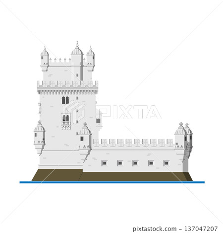 Belem Tower in Lisbon, Portugal, isolated on white background vector illustration. Monuments and landmarks Series Belem Tower in Lisbon, Portugal, isolated on white background vector illustration. Monuments and landmarks Series 137047207