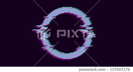 Glitch circle frame design. Abstract round frame. Vector , illustration. 137047279