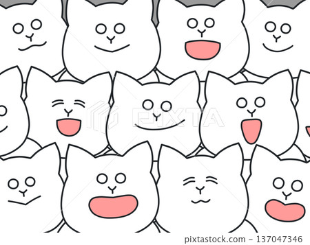 Illustration of many cats having fun together - Background, poster, wallpaper - White Illustration of many cats having fun together - Background, poster, wallpaper - White 137047346