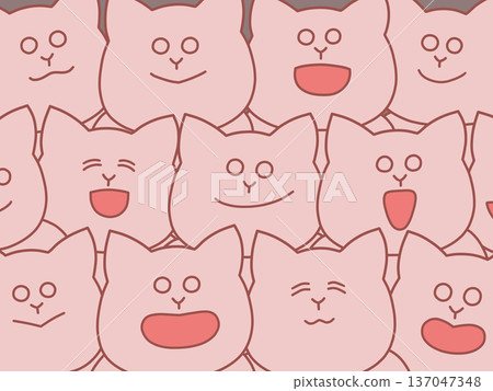 Illustration of many cats having fun together - Background, poster, wallpaper - Pink Illustration of many cats having fun together - Background, poster, wallpaper - Pink 137047348