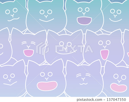 Illustration of many cats having fun together - Background, poster, wallpaper - Gradient Illustration of many cats having fun together - Background, poster, wallpaper - Gradient 137047350