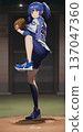 女子棒球救援投手投球練習 女棒球運動員 女子棒球救援投手投球練習 女棒球運動員 137047360