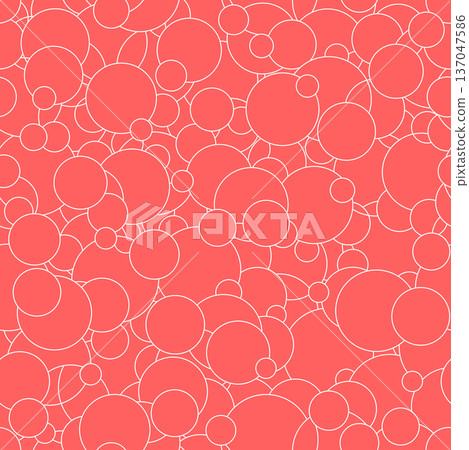 A design shows a seamless pattern of pink circles with thin outlines filling the space. These shapes vary in size and create a repeating design that can be useful for backgrounds, vector illustration A design shows a seamless pattern of pink circles with thin outlines filling the space. These shapes vary in size and create a repeating design that can be useful for backgrounds, vector illustration 137047586