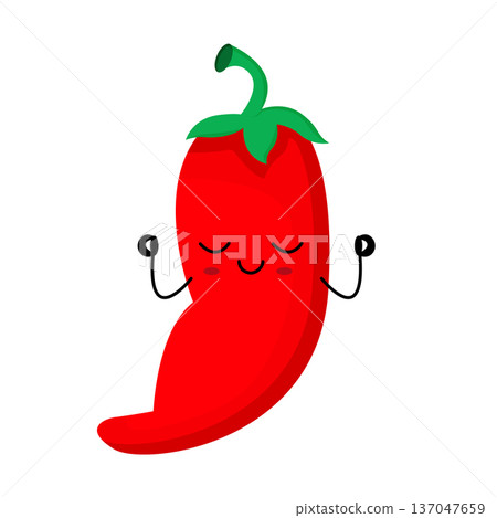 Funny red pepper character with face expression. Funny red pepper character with face expression. 137047659