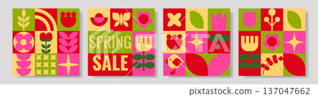 Geometric spring sale card set Geometric spring sale card set 137047662