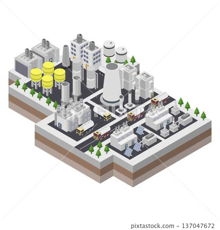 Biofuel power station isometric 137047672