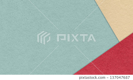 Pastel teal textured paper background with red beige triangular corners and copy space. Template for presentation, banner Pastel teal textured paper background with red beige triangular corners and copy space. Template for presentation, banner 137047687