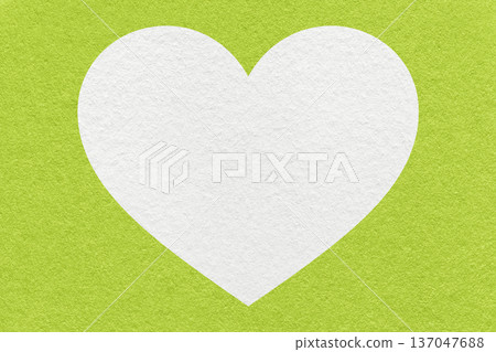 White heart shape on green textured paper background with copy space, eco friendly abstract symbol for banner White heart shape on green textured paper background with copy space, eco friendly abstract symbol for banner 137047688