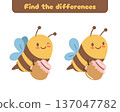 Spot the differences between two cute bees. A classic activity with a warm and playful style. 137047782