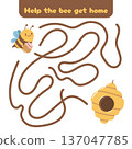 Maze game where a bee searches for its hive. Encourages problem solving and keeps kids engaged with a friendly illustration. 137047785