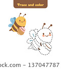 Playful tracing activity featuring a smiling bee. Perfect for early learning, fine motor skills and calm creative time. 137047787
