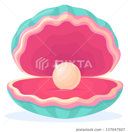 Pearl shell. Tropical ocean water treasure icon Pearl shell. Tropical ocean water treasure icon 137047807