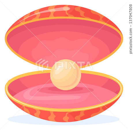 Oyster shell with pearl inside. Aquatic jewelry icon Oyster shell with pearl inside. Aquatic jewelry icon 137047808