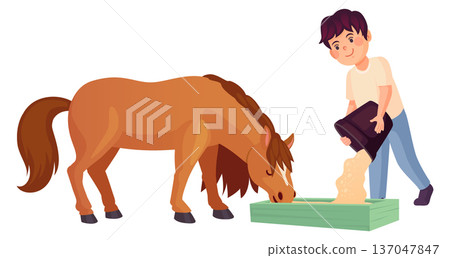 Kid care pony. Horse farm. Child pet friend Kid care pony. Horse farm. Child pet friend 137047847