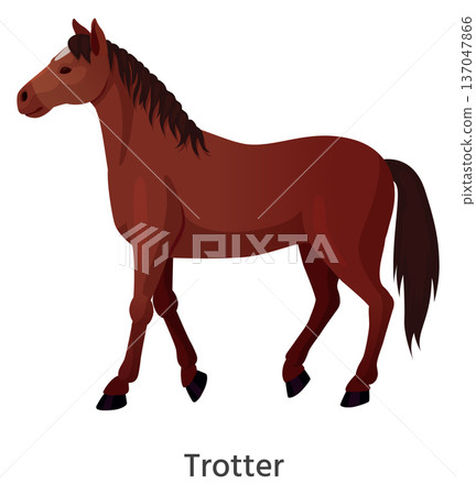 Trotter color icon. Racing horse. Animal character Trotter color icon. Racing horse. Animal character 137047866