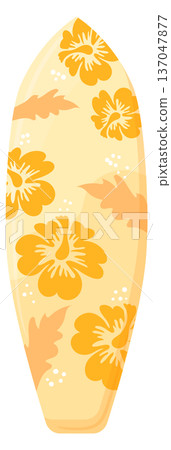 Hybrid surfing board cartoon icon. Tropical floral equipment Hybrid surfing board cartoon icon. Tropical floral equipment 137047877