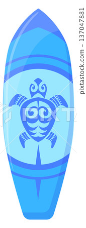 Marine surfing equipment. Summer fun wooden board Marine surfing equipment. Summer fun wooden board 137047881