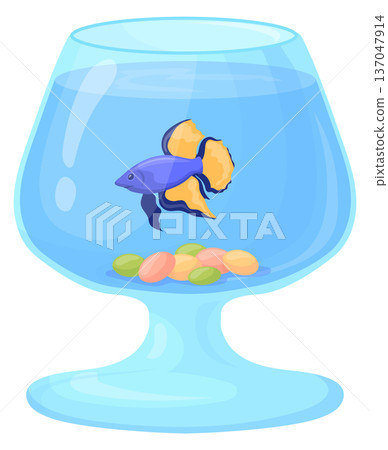 Water pet bowl. Glass transparent fish aquarium Water pet bowl. Glass transparent fish aquarium 137047914