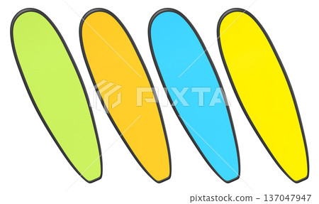 Set of surfboard for summer surfing on surf board on white background. Set of surfboard for summer surfing on surf board on white background. 137047947