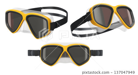 Set of diving mask and snorkel for snorkeling on white background. Set of diving mask and snorkel for snorkeling on white background. 137047949