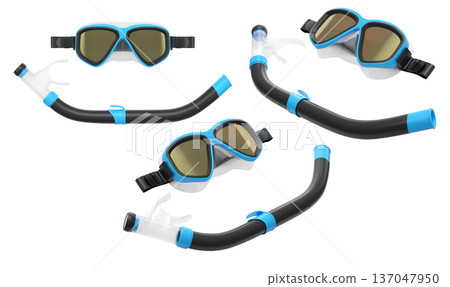 Set of diving mask and snorkel for snorkeling on white background. 137047950