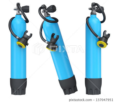 Set of diving tank full oxygen for snorkeling on white background. 137047951