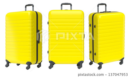 Set of luggage with beach accessories for summer holidays on white background. Set of luggage with beach accessories for summer holidays on white background. 137047953
