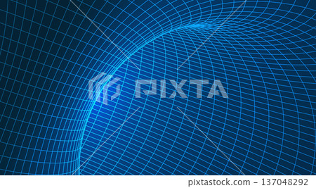 Digital network tunnel with 3D wireframe mesh Digital network tunnel with 3D wireframe mesh 137048292