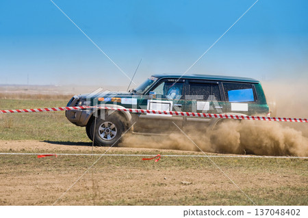 Off-road rally raid 4X4 jeep sprint race. Off-road rally raid 4X4 jeep sprint race. 137048402