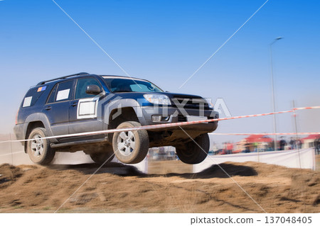 Off-road rally raid 4X4 jeep sprint race. Off-road rally raid 4X4 jeep sprint race. 137048405