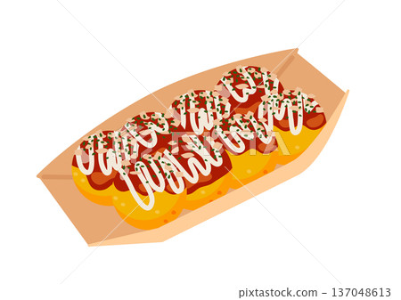 Delicious-looking takoyaki in a pack Delicious-looking takoyaki in a pack 137048613