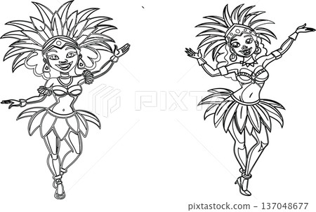 Brazilian woman in transparent carnival costume to color- 137048677