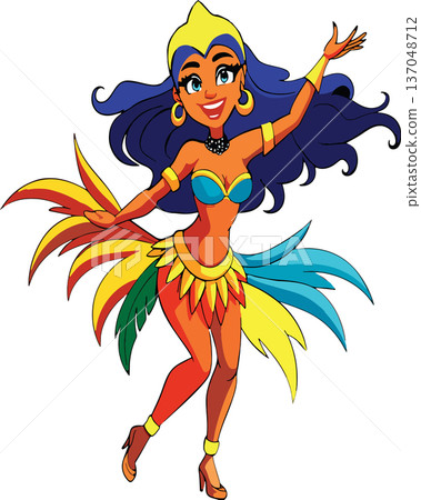 cartoon of brazilian woman in carnival costume- cartoon of brazilian woman in carnival costume- 137048712