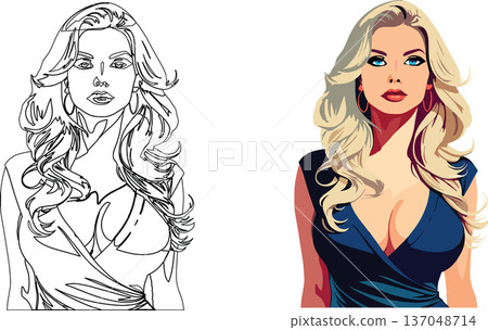 Colorful and transparent blonde woman figure- 137048714