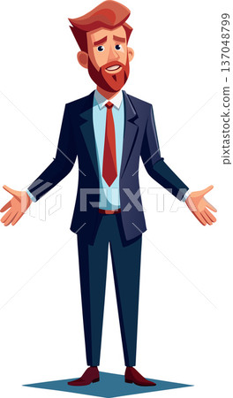Businessman shrugging with open palms in uncertainty Businessman shrugging with open palms in uncertainty 137048799