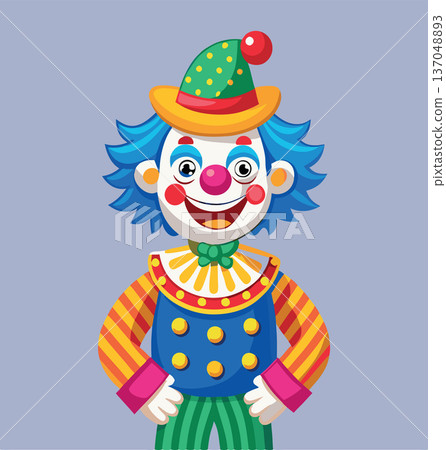 Happy cartoon clown smiling and posing Happy cartoon clown smiling and posing 137048893