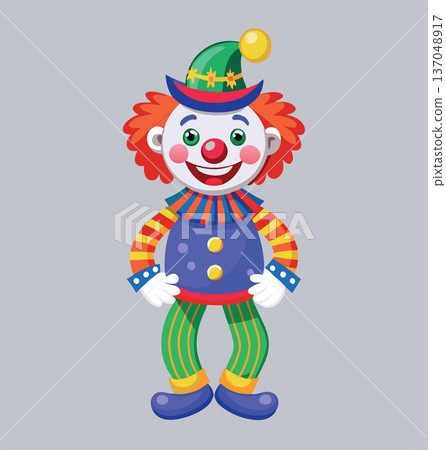 Happy cartoon clown smiling and posing Happy cartoon clown smiling and posing 137048917