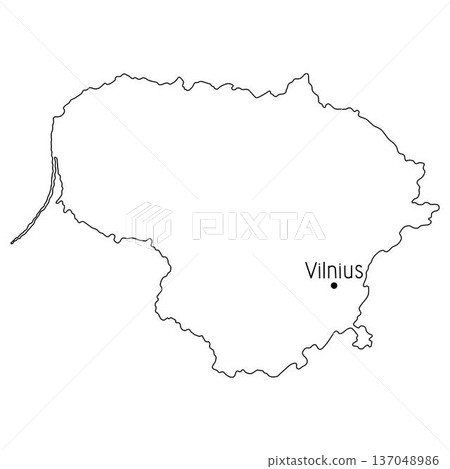 Lithuania Baltic country map with Vilnius capital city, detailed accurate border line simple handdrawn minimalist outline vector illustration, blank template for geography, travel, educational project Lithuania Baltic country map with Vilnius capital city, detailed accurate border line simple handdrawn minimalist outline vector illustration, blank template for geography, travel, educational project 137048986
