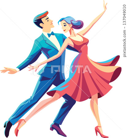 Couple of dancers dancing the tango- Couple of dancers dancing the tango- 137049010