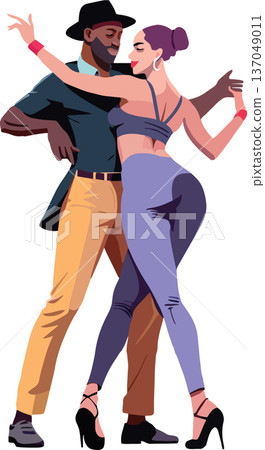 a couple of dancers perform in a ballroom- a couple of dancers perform in a ballroom- 137049011