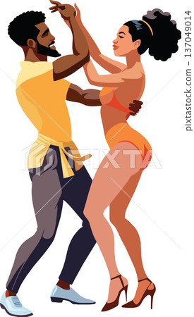 Salsa dancers in rhythmic motion Salsa dancers in rhythmic motion 137049014