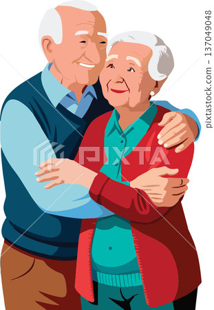 loving elderly couple sharing a heartfelt embrace, loving elderly couple sharing a heartfelt embrace, 137049048